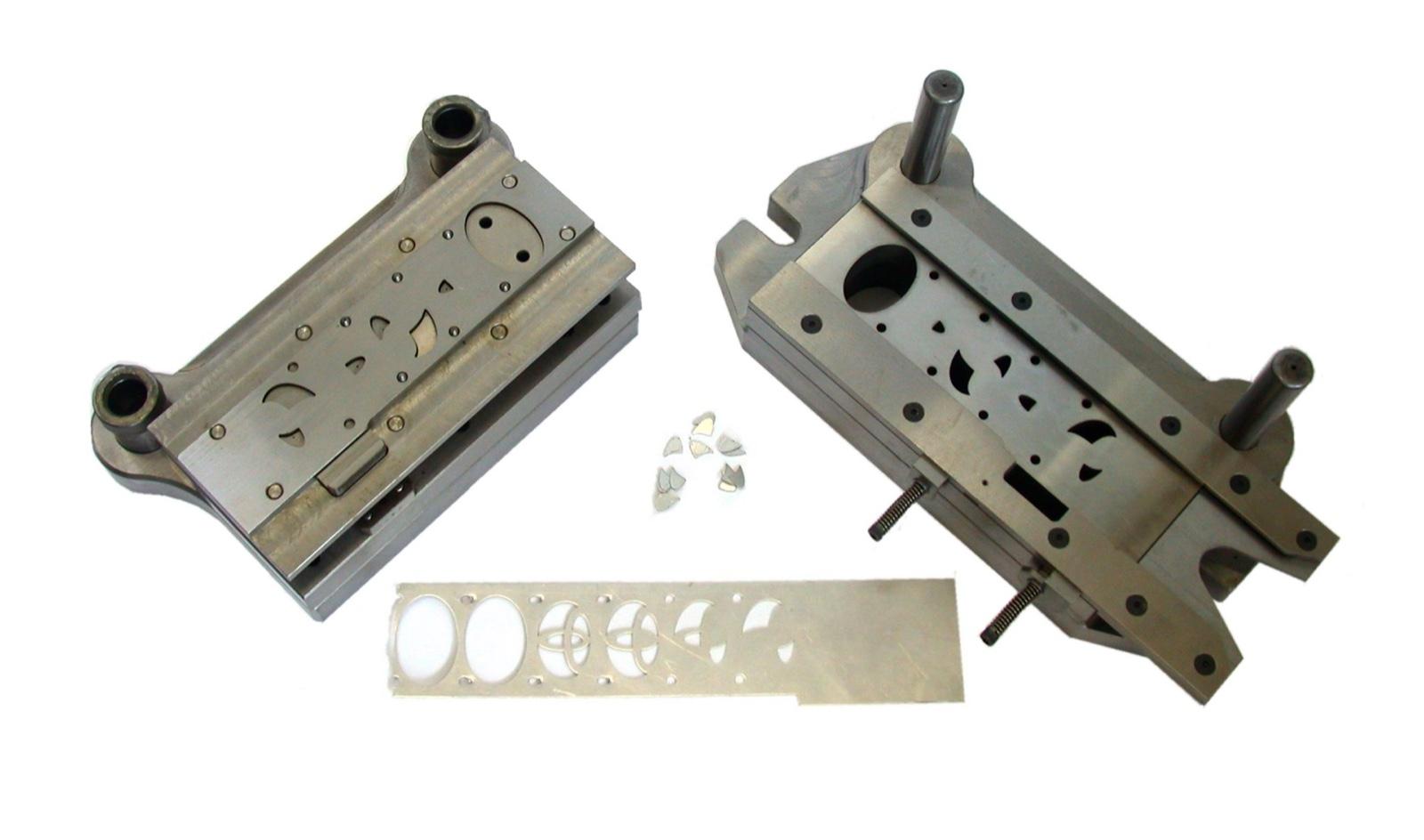 Progressive die tooling and formed metal parts